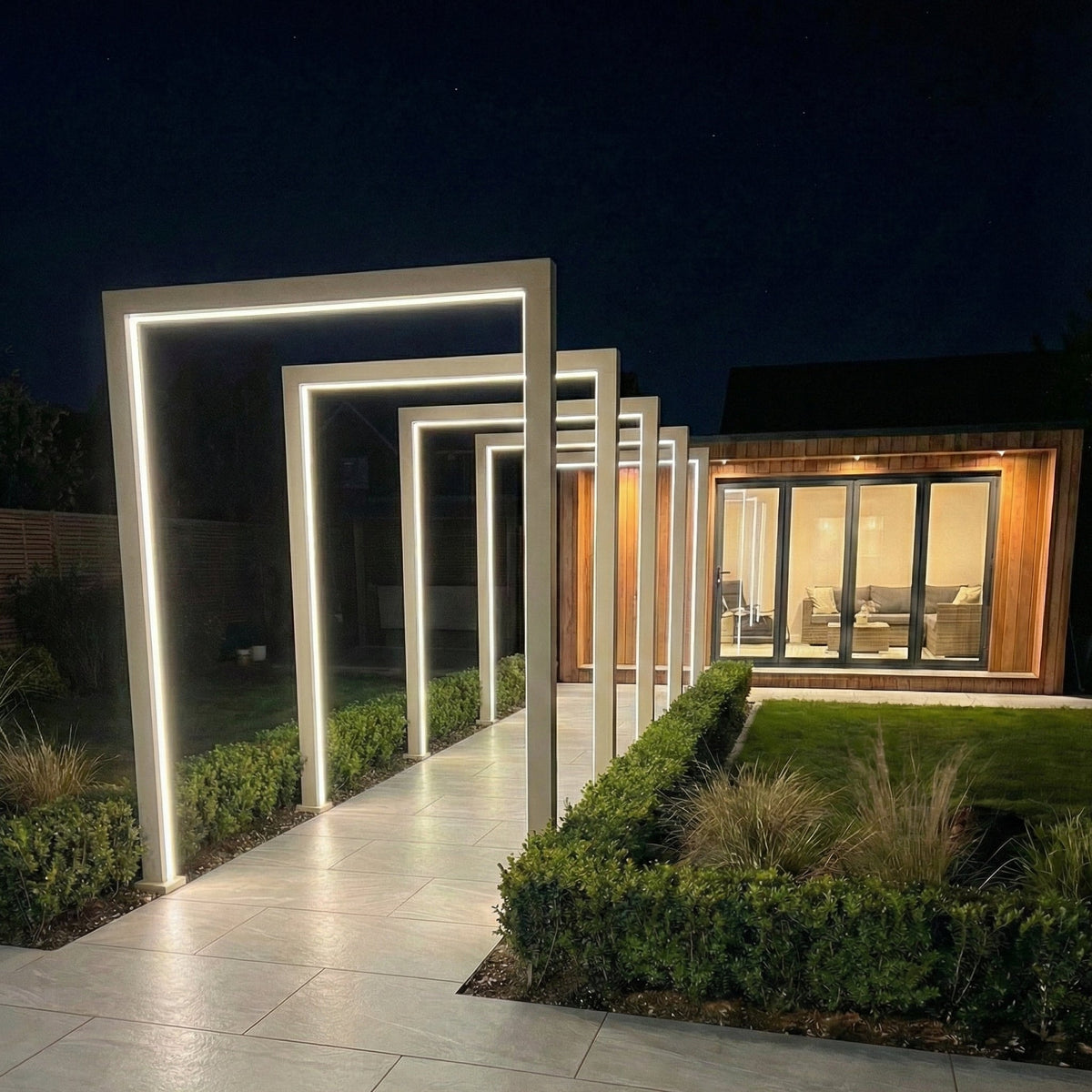 Titan Pergola Arch RGBW LED — in use outdoors