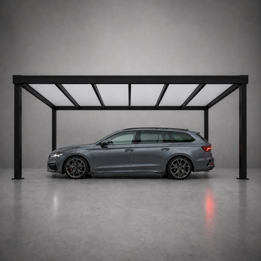 Aluminium Carport | The Tetto Freestanding | Modular & Interlinkable | Sloped Roof with Concealed Drainage | Add Grillo Louvre Sides