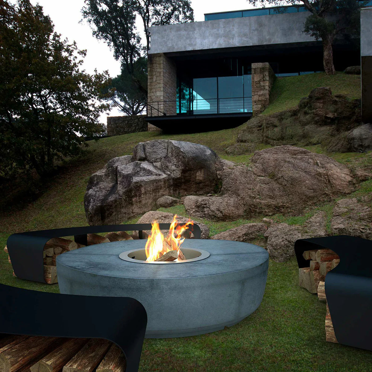 glammfire zarzuela fire pit bbq grill product exterior view — view 6