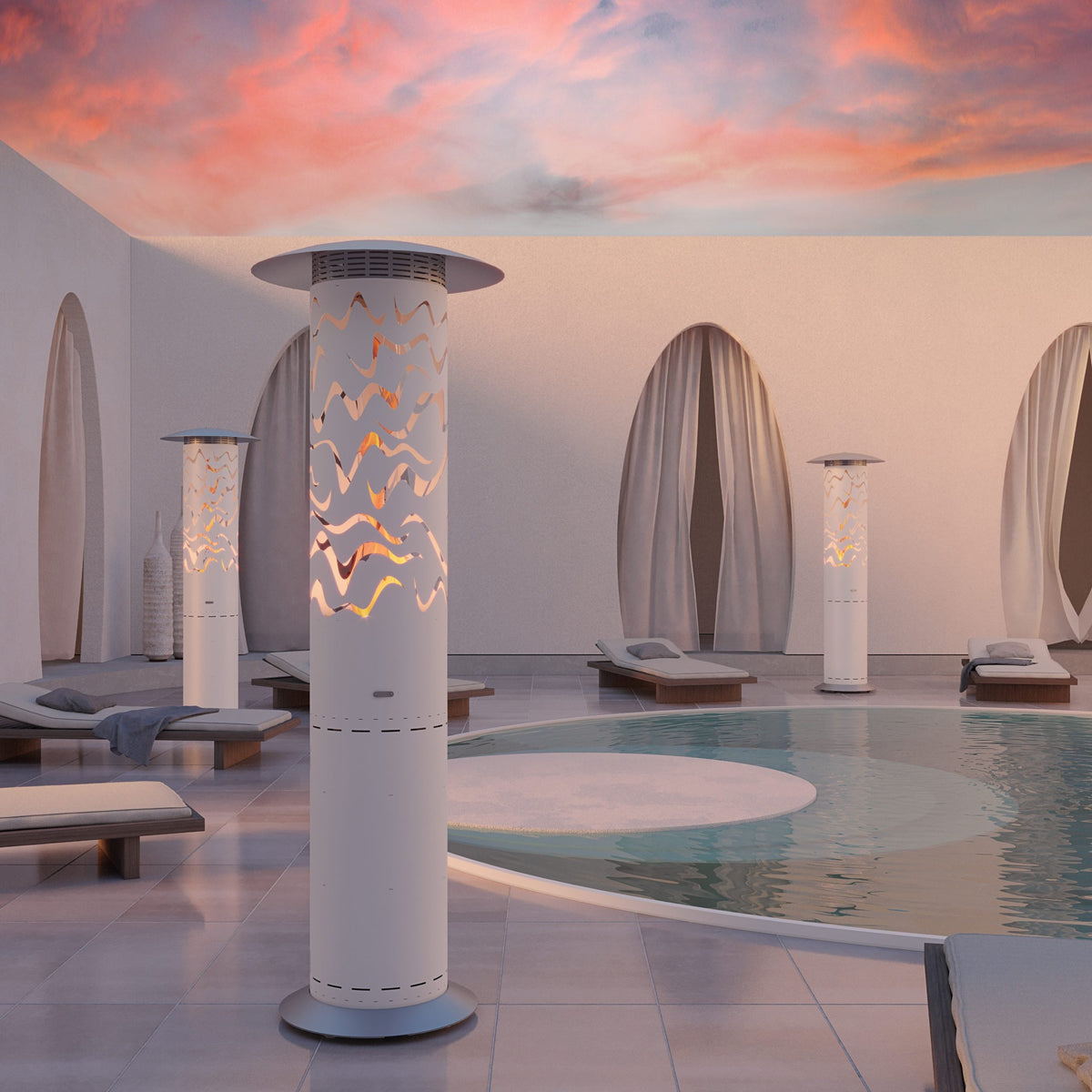 GlammFire Samba Hyperion Gas Heater — in use outdoors
