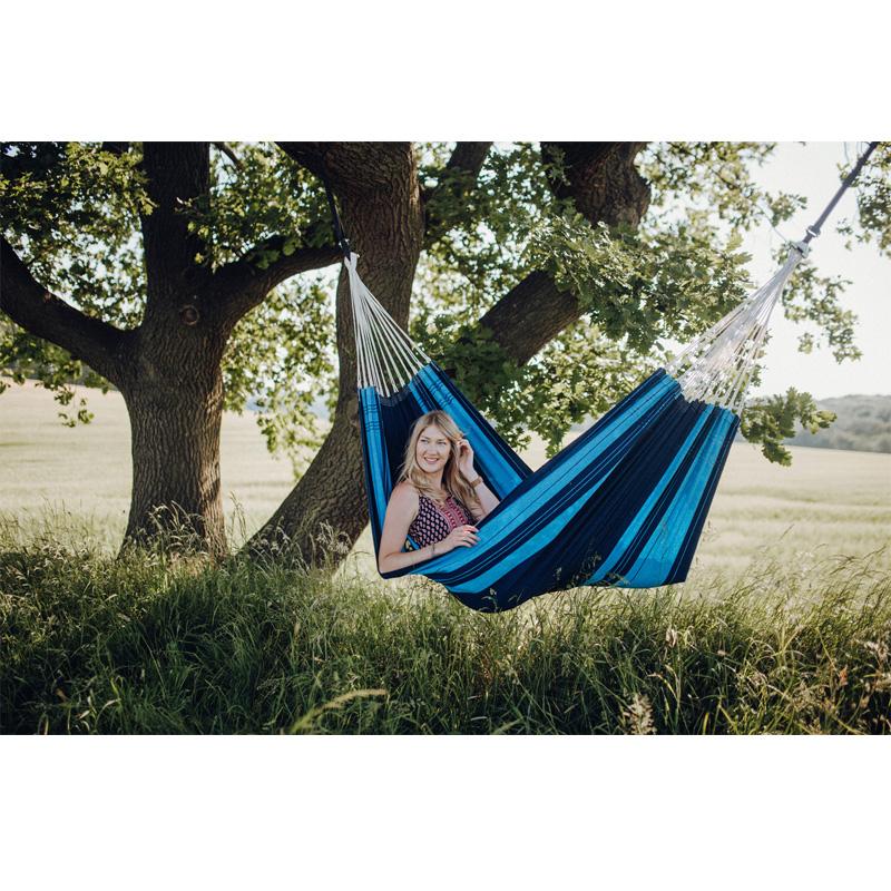 Santana Hammock Blue — styled in a garden setting