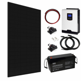 1kW complete off-grid solar power system with 430W Sharp panel, hybrid inverter and lithium battery
