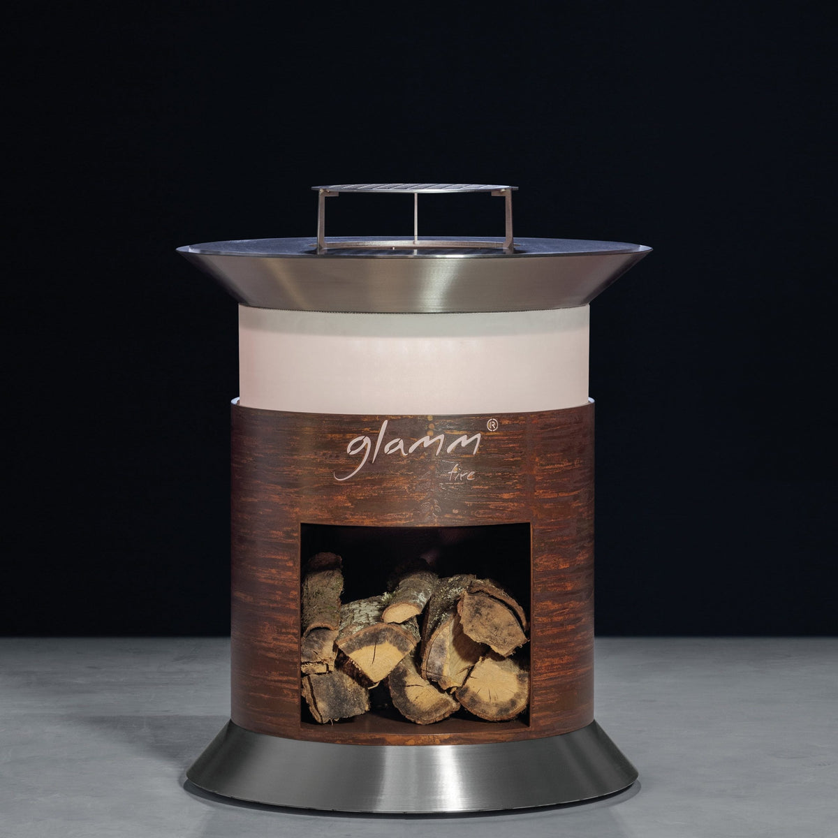 GlammFire Alba Grill — styled in a garden setting