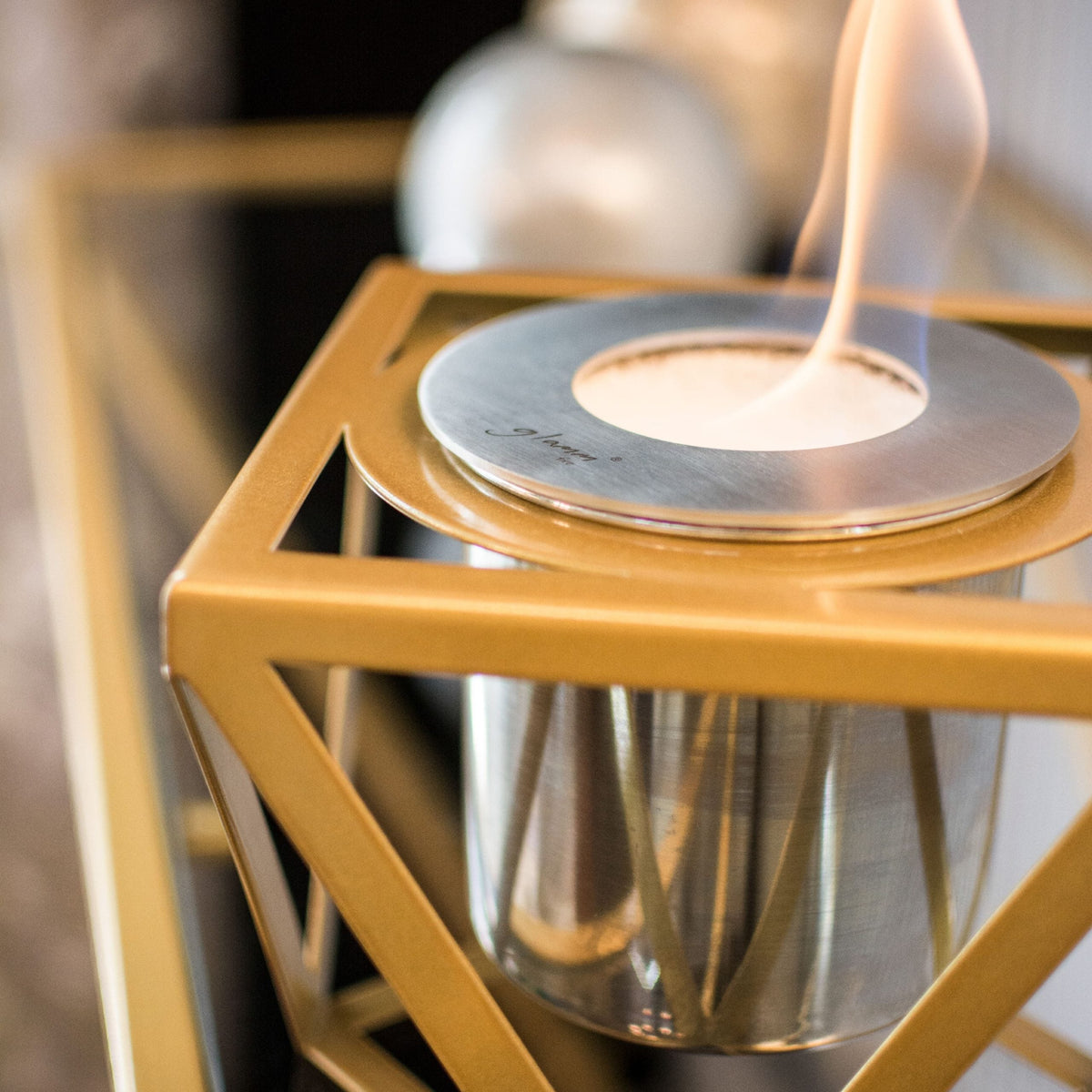 GlammFire Alquimia Tabletop Fire — in use outdoors