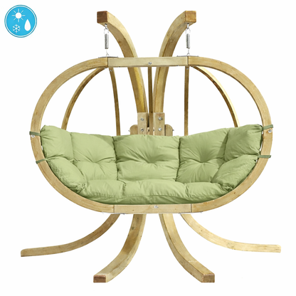 Globo Royal Double Hanging Egg Chair Set — open configuration