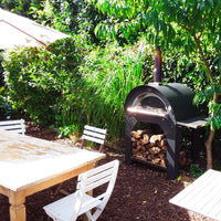clementi original pulcinella pizza oven stand lifestyle exterior view