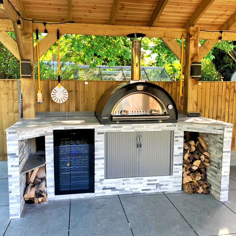 clementi original pulcinella wood fired pizza oven lifestyle exterior view