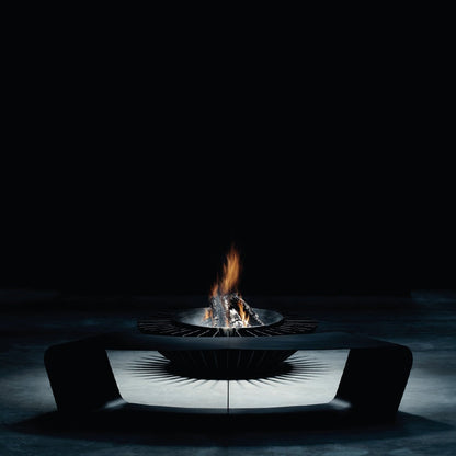 GlammFire Cosmo 13 Firewood Fire Pit — styled in a garden setting