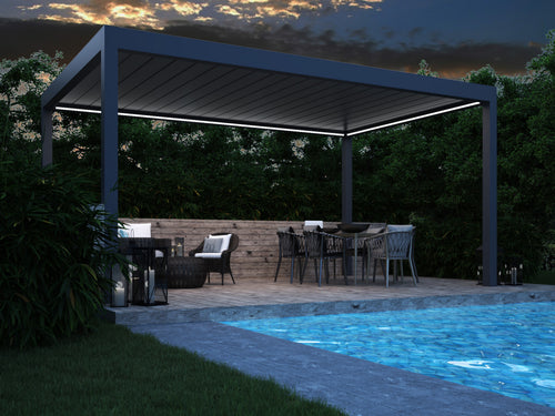 Motorised Retractable Roof Pergola | Deponti Pinela Deluxe | Full Open-Sky Effect | Somfy Remote | Synchronised Gasket Seal