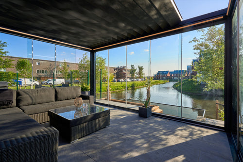 Motorised Retractable Roof Pergola | Deponti Pinela Deluxe | Full Open-Sky Effect | Somfy Remote | Synchronised Gasket Seal