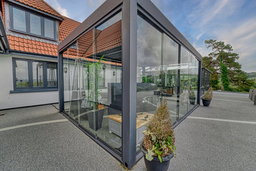 Motorised Retractable Roof Pergola | Deponti Pinela Deluxe | Full Open-Sky Effect | Somfy Remote | Synchronised Gasket Seal