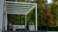 Aluminium Flat Roof Veranda | Deponti Trebbiano | 8.8mm Safety Glass | Spans Up To 7m | Integrated LED | Low-Height Compatible