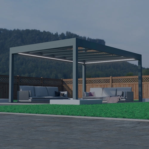 Glass Roof Aluminium Pergola | Deponti Pinela Glass | Reinforced Safety Glass | Extra-Wide Panels | Spans Up To 7m | Integrated LED