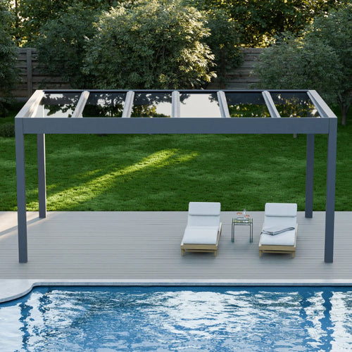 Glass Roof Aluminium Pergola | Deponti Pinela Glass | Reinforced Safety Glass | Extra-Wide Panels | Spans Up To 7m | Integrated LED