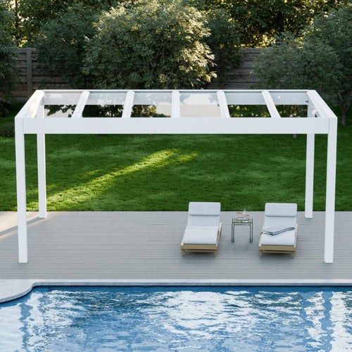 Glass Roof Aluminium Pergola | Deponti Pinela Glass | Reinforced Safety Glass | Extra-Wide Panels | Spans Up To 7m | Integrated LED