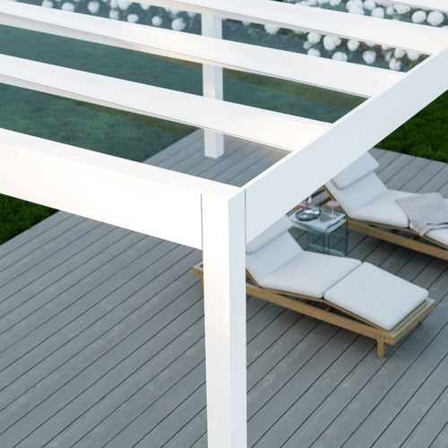 Glass Roof Aluminium Pergola | Deponti Pinela Glass | Reinforced Safety Glass | Extra-Wide Panels | Spans Up To 7m | Integrated LED