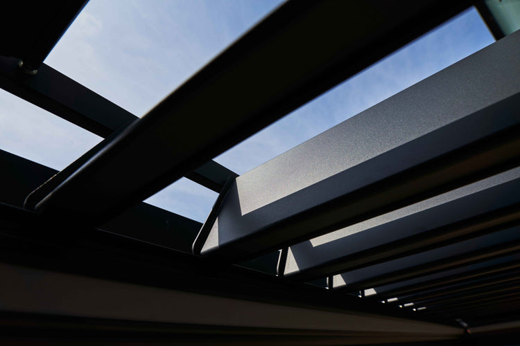 Motorised Louvred Pergola | Deponti Pinela | Somfy Remote Control | Stepless Louvre Rotation Up To 120° | Precise Light & Airflow Control
