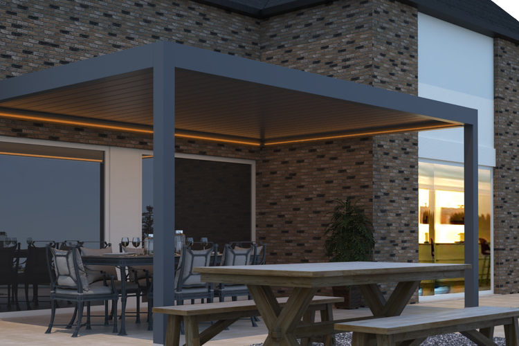 Motorised Louvred Pergola | Deponti Pinela | Somfy Remote Control | Stepless Louvre Rotation Up To 120° | Precise Light & Airflow Control