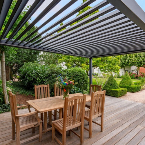 Motorised Louvred Pergola | Deponti Pinela | Somfy Remote Control | Stepless Louvre Rotation Up To 120° | Precise Light & Airflow Control