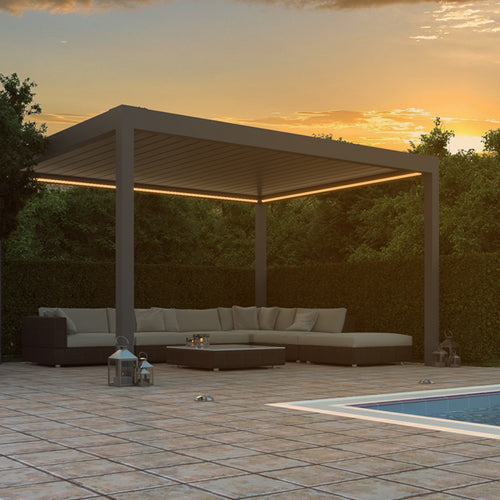 Motorised Louvred Pergola | Deponti Pinela | Somfy Remote Control | Stepless Louvre Rotation Up To 120° | Precise Light & Airflow Control