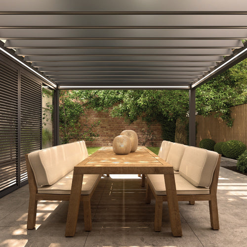 Motorised Louvred Pergola | Deponti Pinela Tilt | Wide-Span Tilting Louvres | Precision Light & Airflow Control | Architectural Outdoor Living