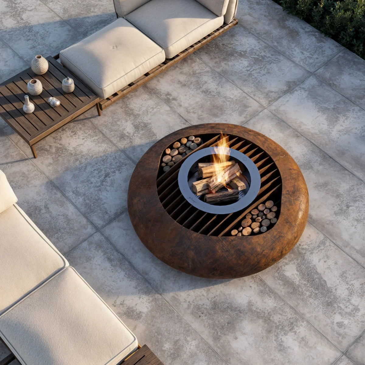 glammfire mime fire pit lifestyle exterior view
