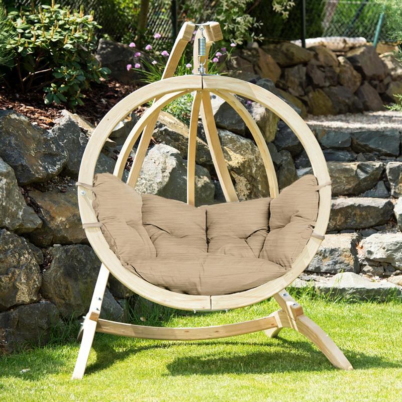 globo single hanging egg chair set product exterior view — view 7