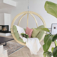 Globo Single Oliva Hanging Egg Chair — in use outdoors
