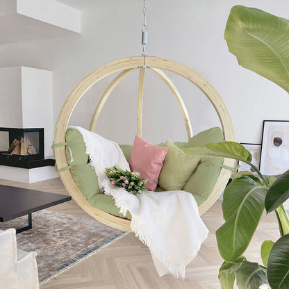 Globo Single Oliva Hanging Egg Chair — in use outdoors