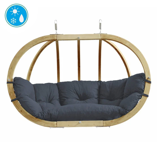 Globo Royal Anthracite Hanging Egg Chair — front view