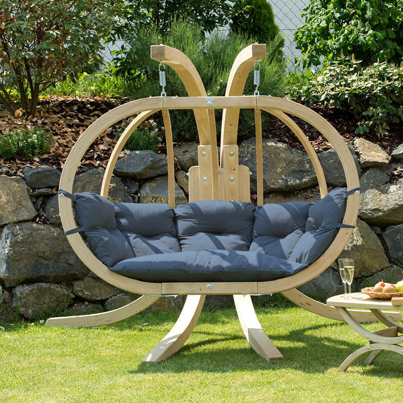 Globo Royal Double Hanging Egg Chair Set — with accessories shown