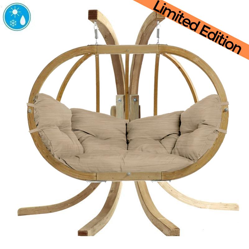 Globo Royal Double Hanging Egg Chair Set — side profile