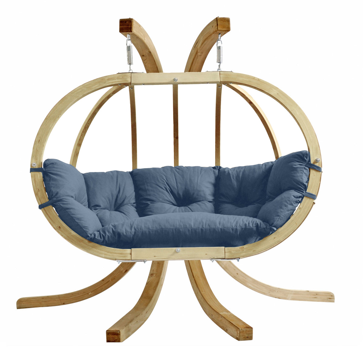 Globo Royal Double Hanging Egg Chair Set — styled in a garden setting