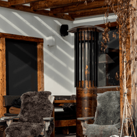 GlammFire Hedges Hyperion Gas Heater — in use outdoors