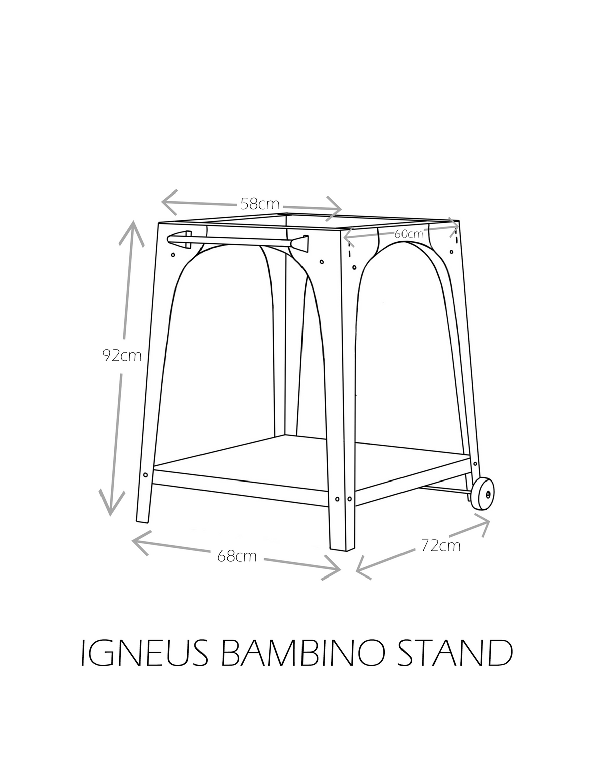 igneus pizza oven stands dimensions diagram