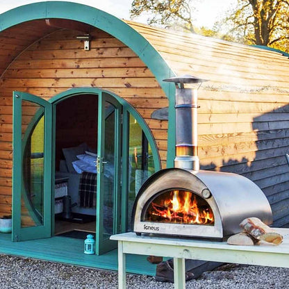 igneus bambino wood fired pizza oven lifestyle exterior view