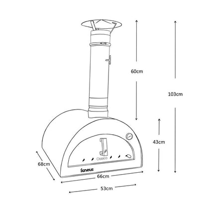 igneus classico wood fired pizza oven dimensions diagram