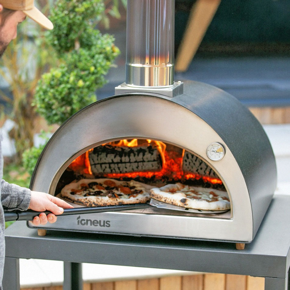 igneus classico wood fired pizza oven in-use cooking view — view 2