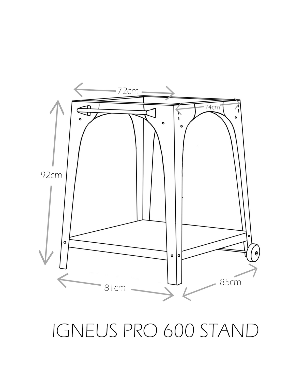 igneus pizza oven stands dimensions diagram — view 3