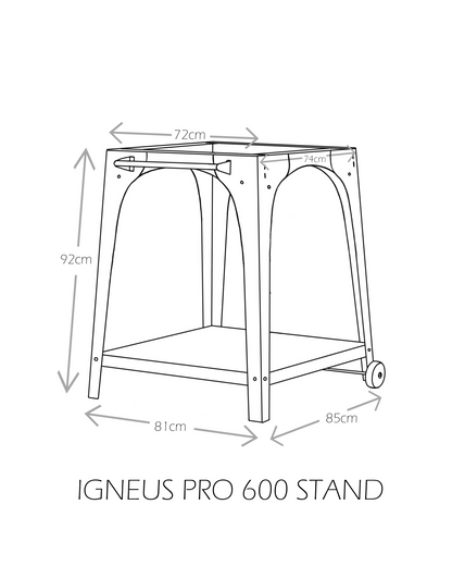 igneus pizza oven stands dimensions diagram — view 3