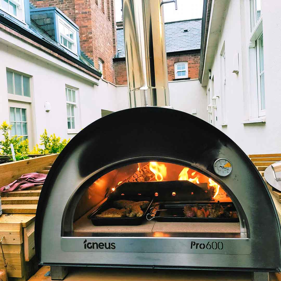 igneus pro 600 wood fired pizza oven lifestyle exterior view — view 4