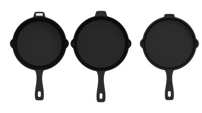 Igneus 3 Part Cast Iron Pan Set — side profile