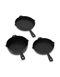 Igneus 3 Part Cast Iron Pan Set — from an angle