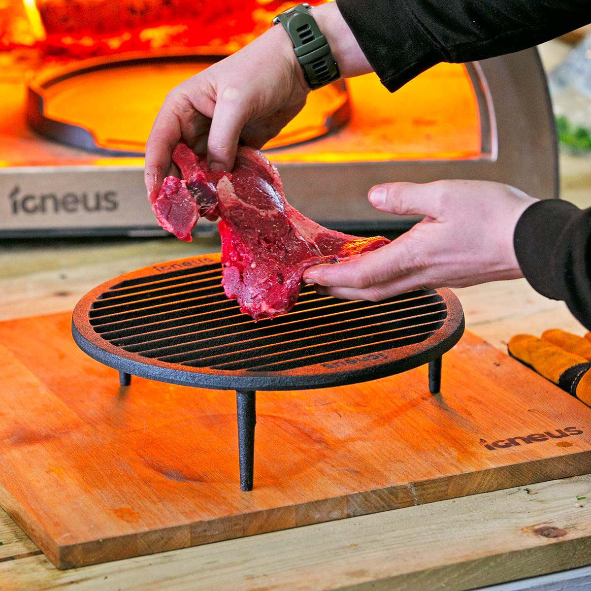 Igneus Cast Iron Tuscan Grill — rear view