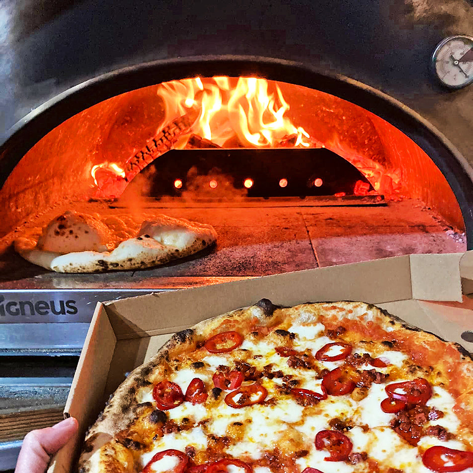 igneus pro 750 wood fired pizza oven lifestyle exterior view — view 2