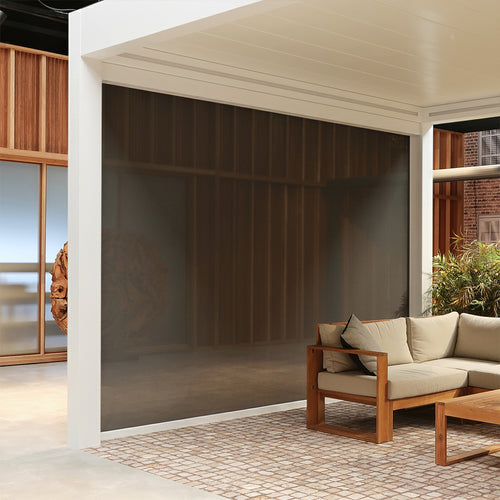Motorised Pergola Side Screen | Fiano Motorised Screen | Somfy IO Motor | Zip-Style | Anthracite Fabric | Compatible with Pinela Range