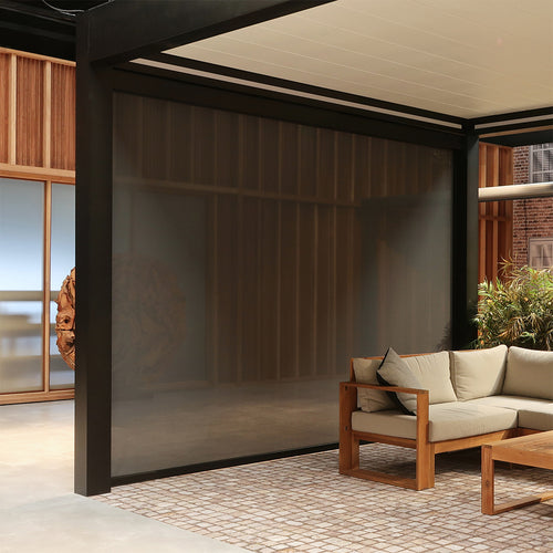 Motorised Pergola Side Screen | Fiano Motorised Screen | Somfy IO Motor | Zip-Style | Anthracite Fabric | Compatible with Pinela Range