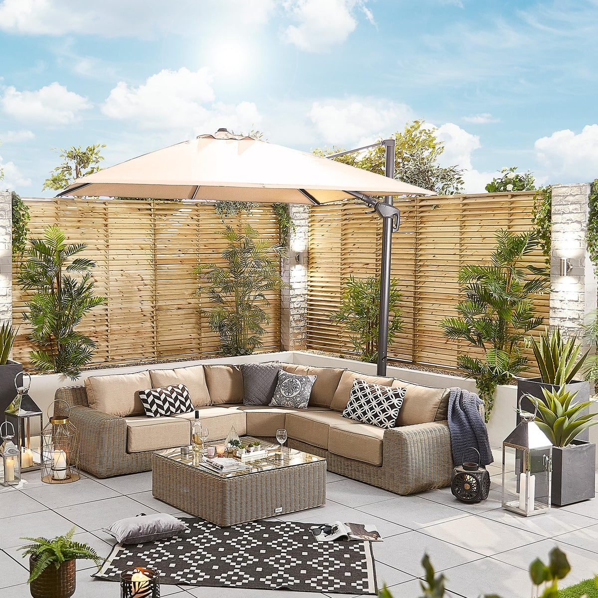 Galaxy Grey Frame LED Cantilever Parasol — close-up detail