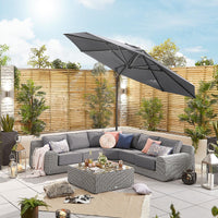 Galaxy Grey Frame LED Cantilever Parasol — from an angle