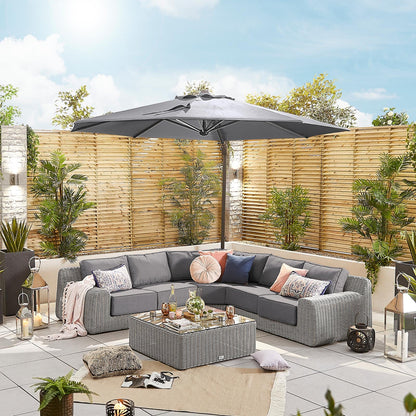 Galaxy Grey Frame LED Cantilever Parasol — side profile